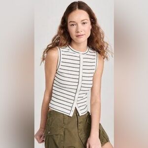 NWT Madewell Women's Split-Crewneck Cardigan Tank in Stripe in Size XS